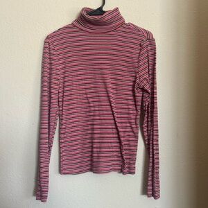 Levi's Pink and Black Striped Long Sleeve Turtleneck